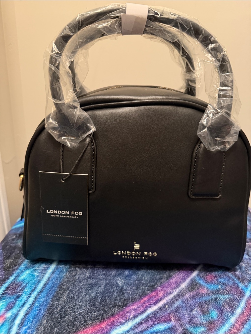 London Fog Black Dome-Style Satchel with Top Handles